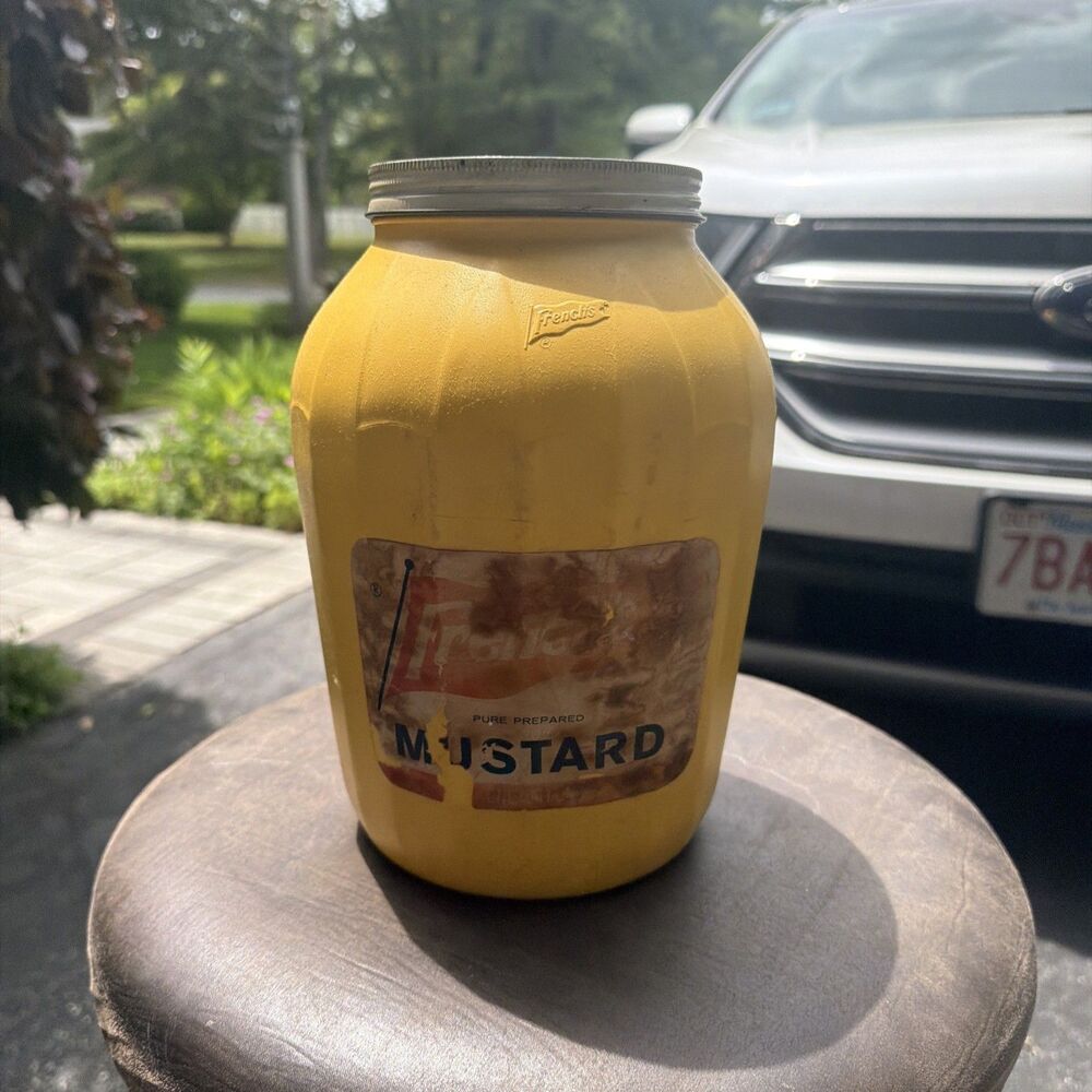 Vintage 60s 70s French's Mustard One 1 Gallon Plastic Jar Original Lid & Label